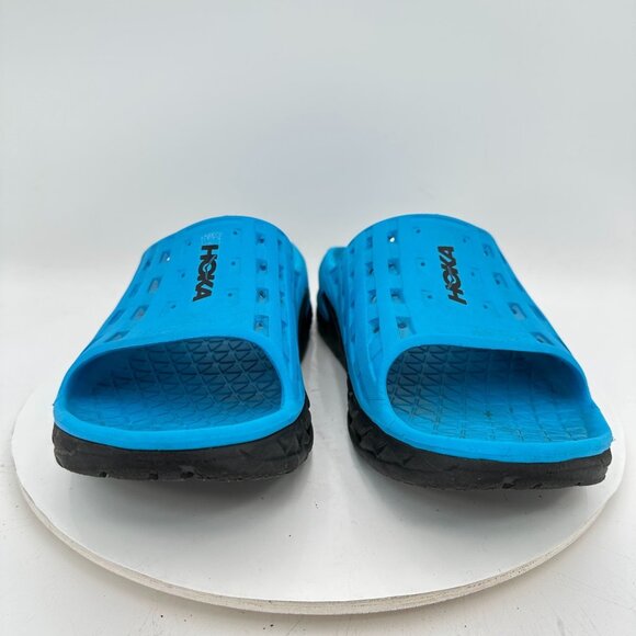 Hoka One One Ora Recovery Men Size 12 Blue Black Rubber Slide Comfort Sandal - Picture 3 of 12